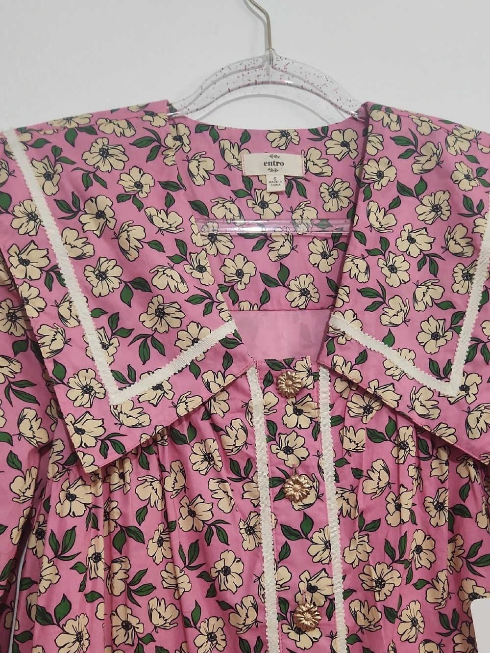 Entro Cottagecore Retro Prairie Coquette Coastal Floral Ruffle Hem Dress Size Sm - Picture 5 of 11